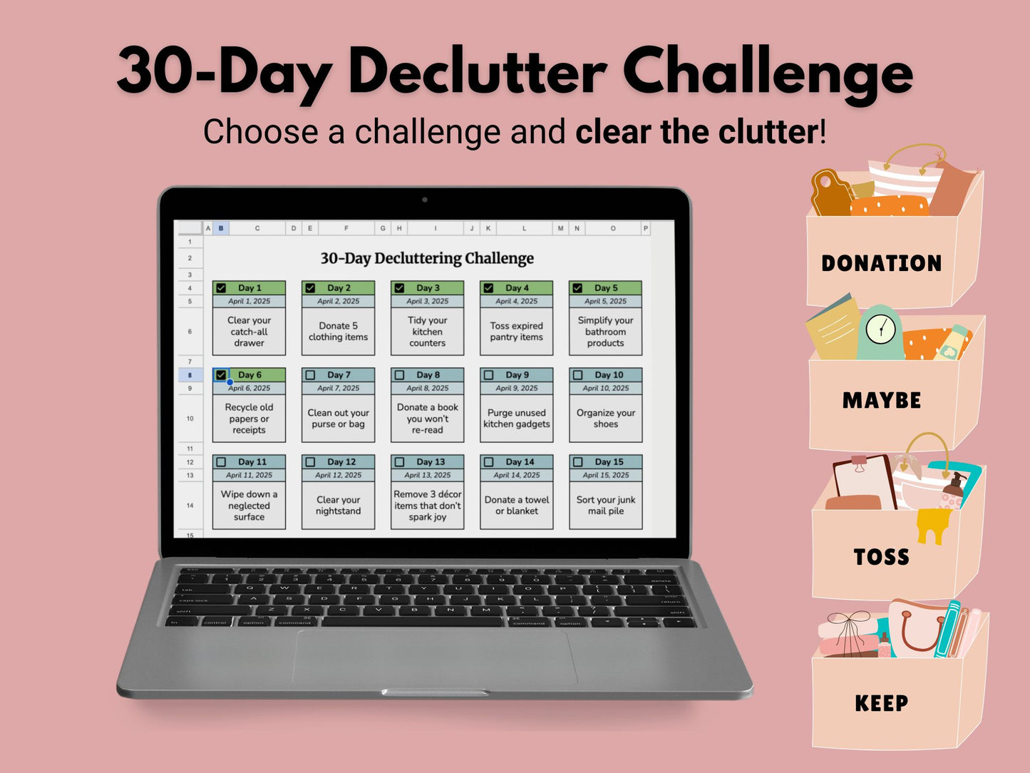 Declutter Challenge | Google Sheets Template