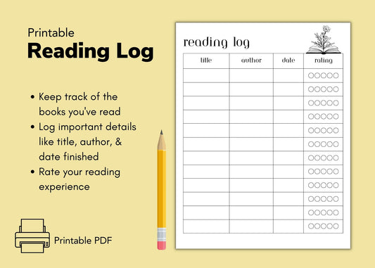 Reading Log | Printable