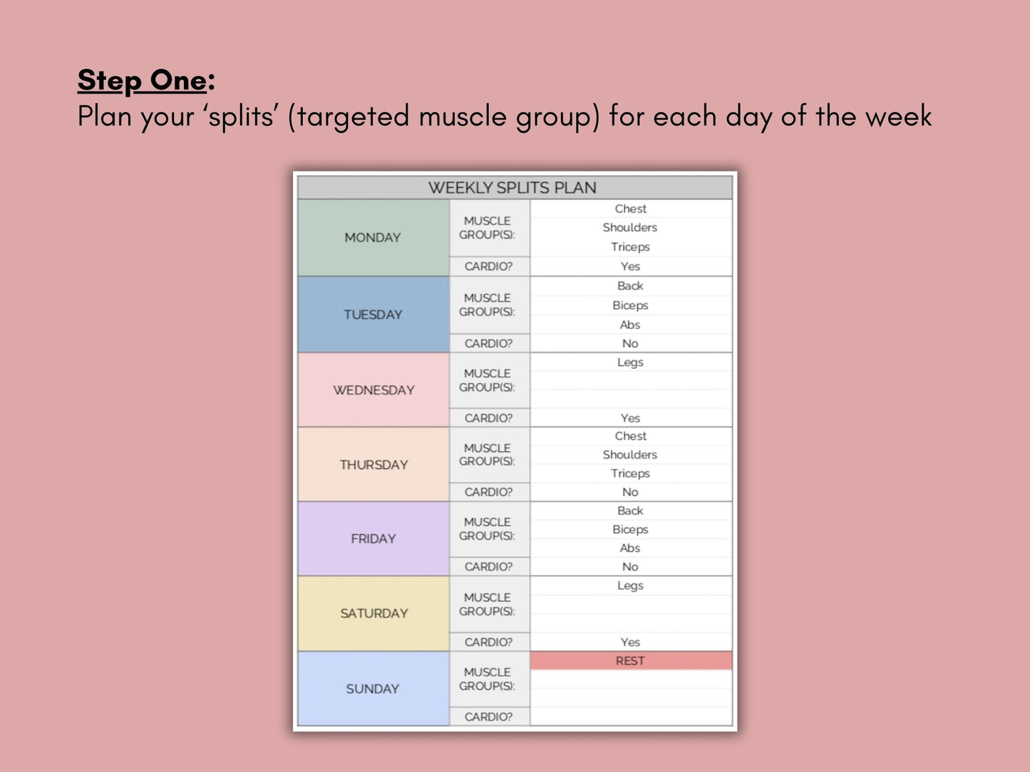 Weekly Workout Planner Spreadsheet | Google Sheets