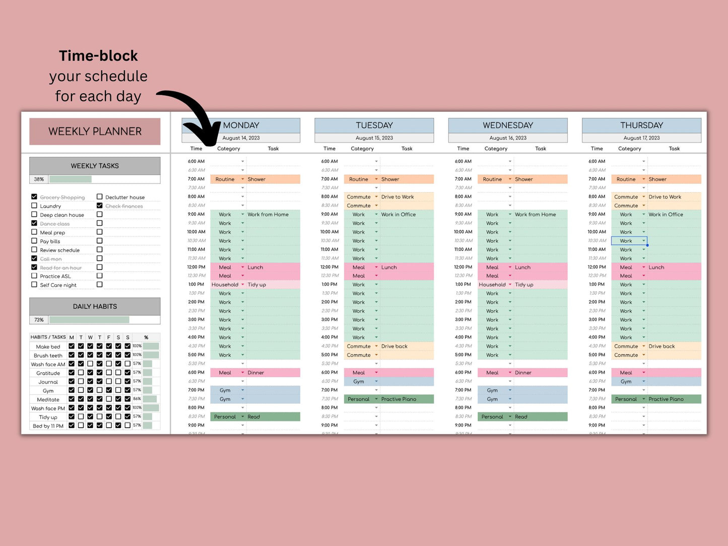 Weekly Planner | Google Sheets Template