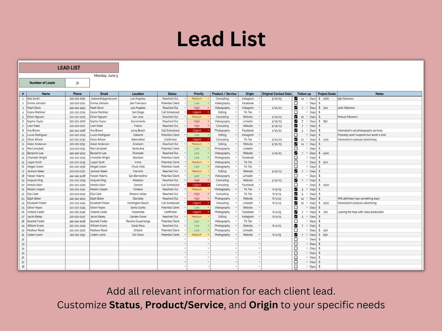 Lead Tracker | Google Sheets Template