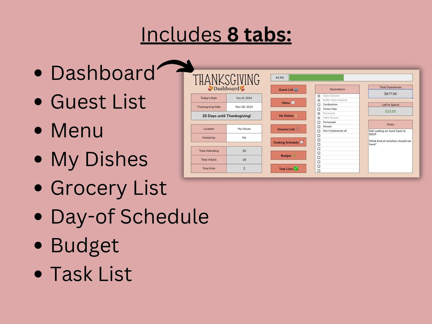 Thanksgiving Planner | Google Sheets Template