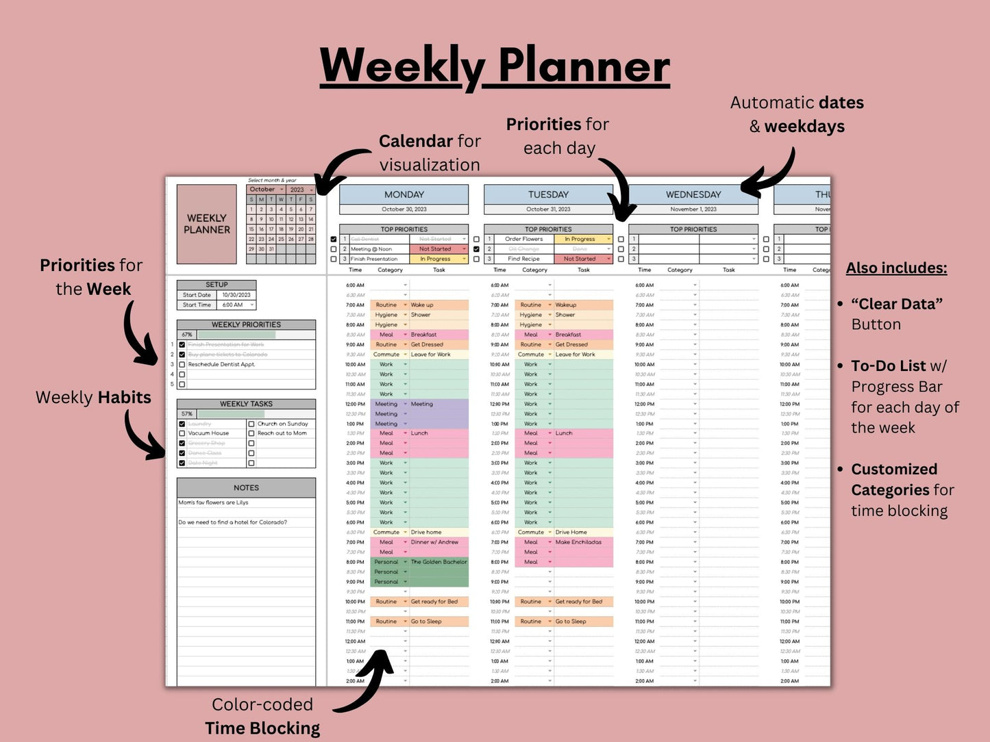 ADHD Planner & Tracker | Google Sheets Template