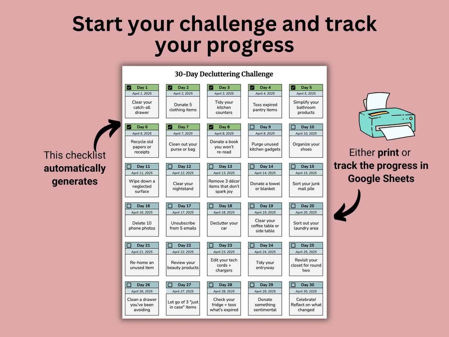 Declutter Challenge | Google Sheets Template