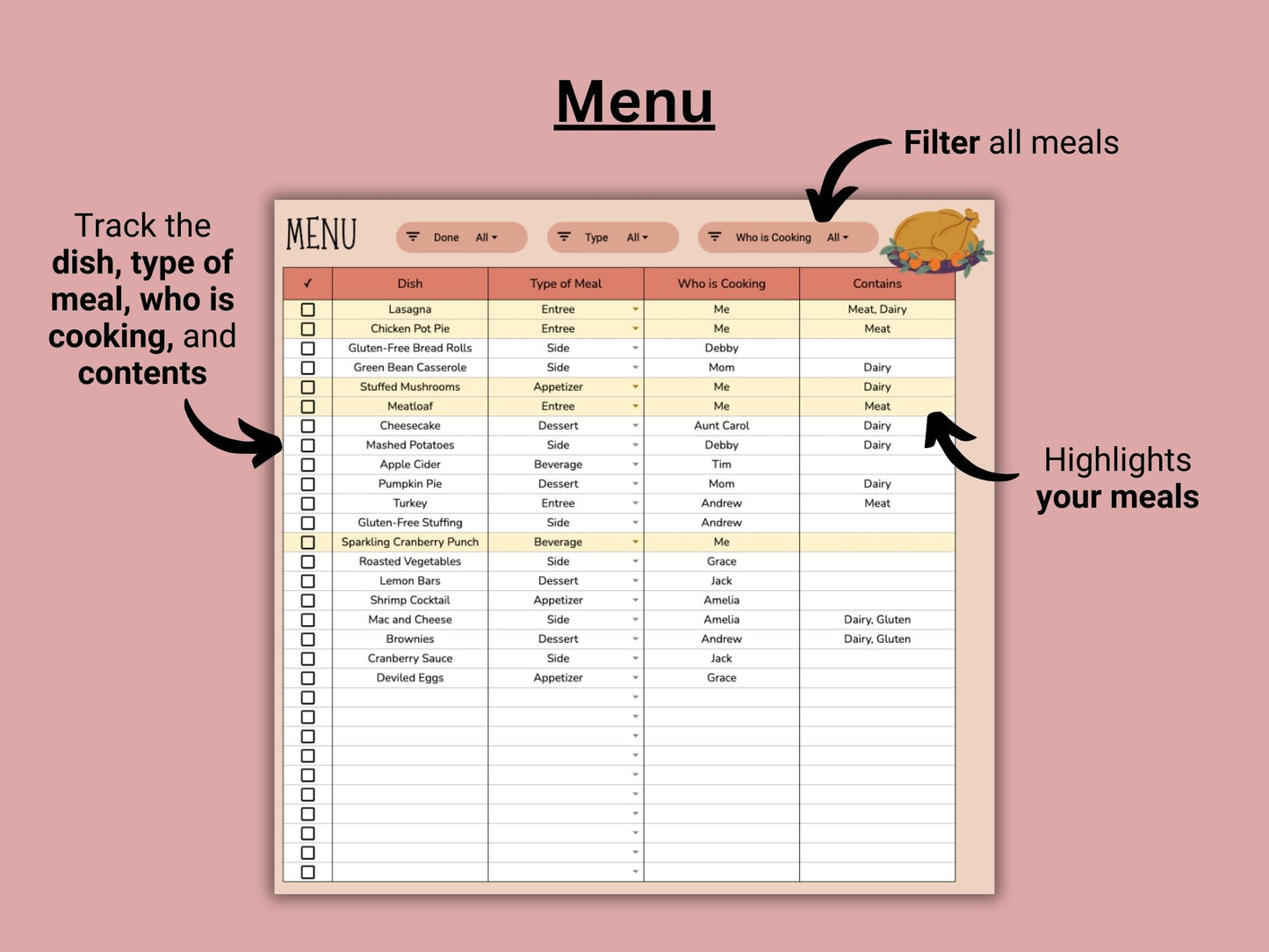 Thanksgiving Planner | Google Sheets Template