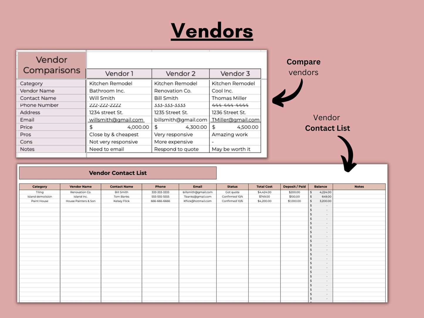 Home Renovation Planner | Google Sheets Template
