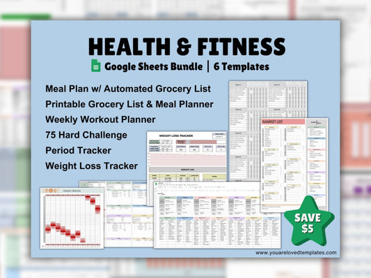 Health & Fitness Template Bundle | Google Sheets