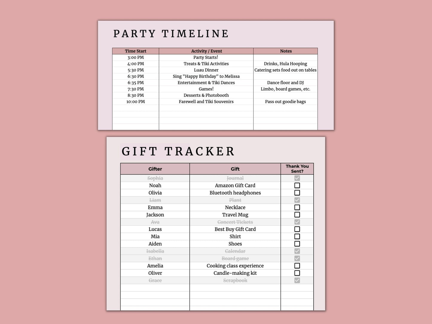 Party Planner | Google Sheets Template