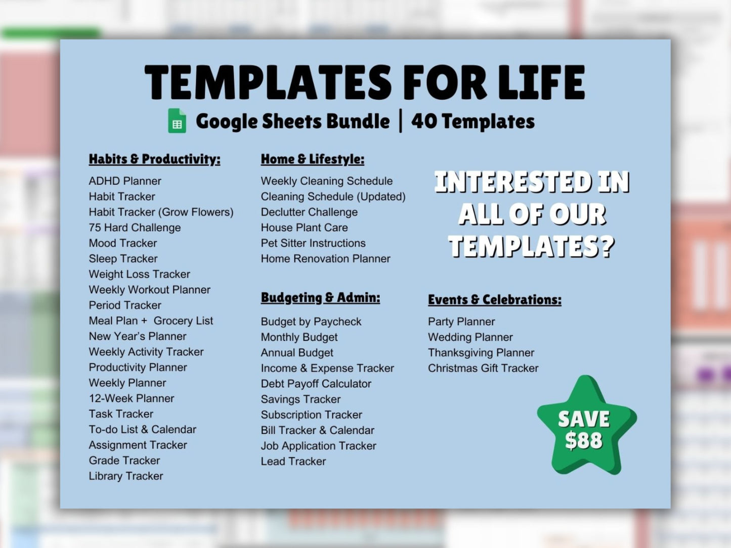 Templates for Life Bundle | Google Sheets