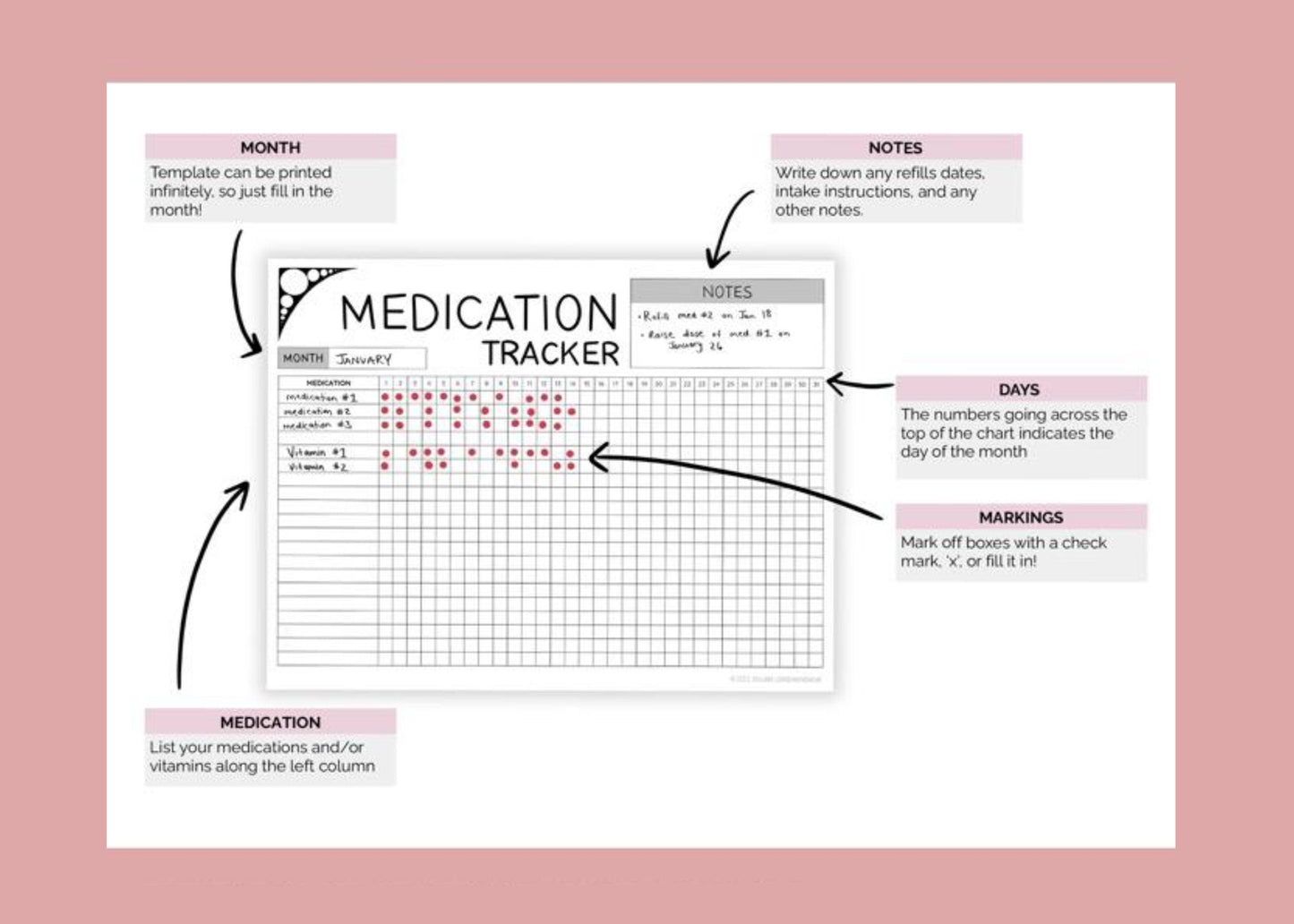 Medication & Vitamin Tracker | Printable PDF