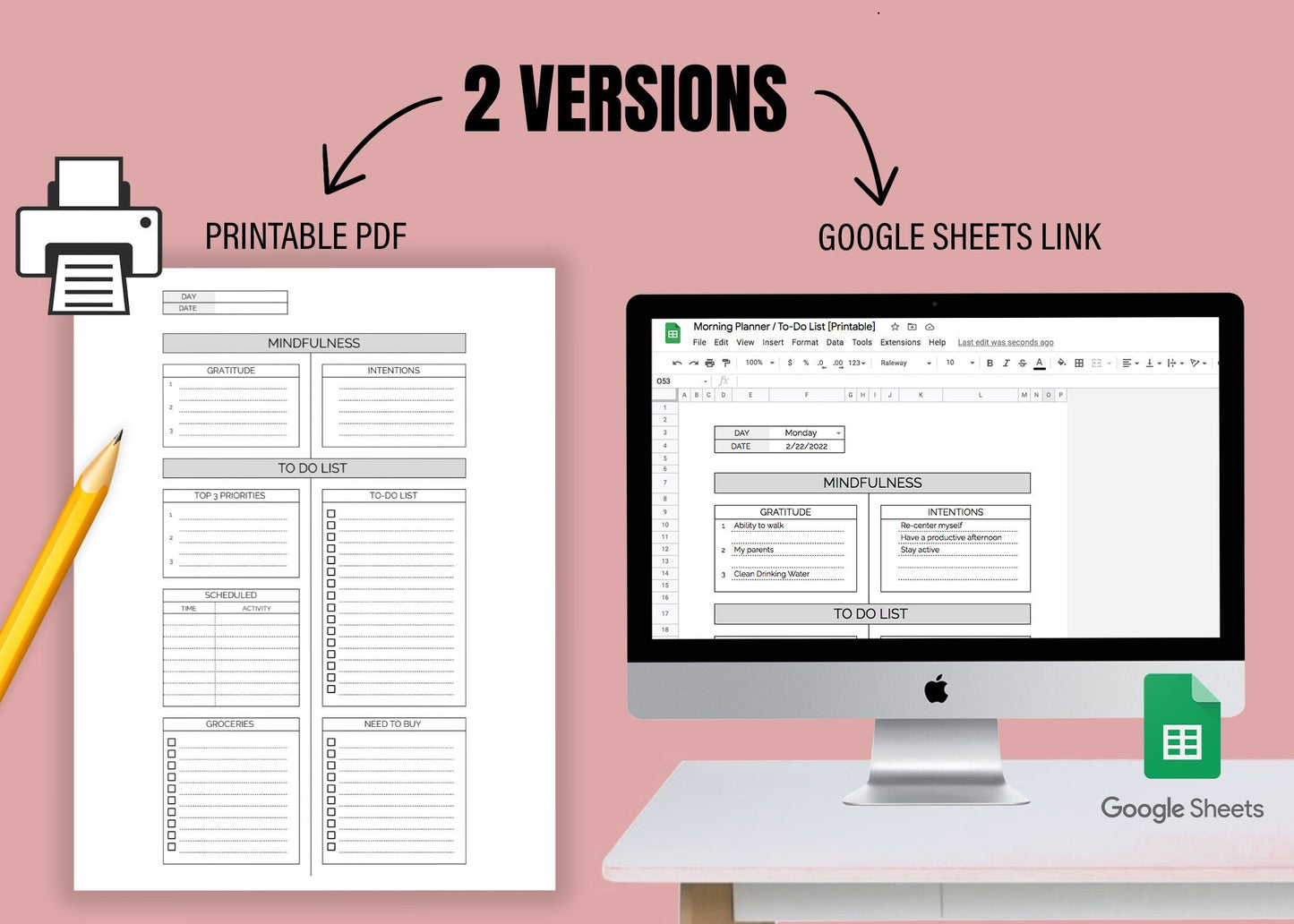 Morning Planner & To-Do List | Google Sheets + Printable PDF
