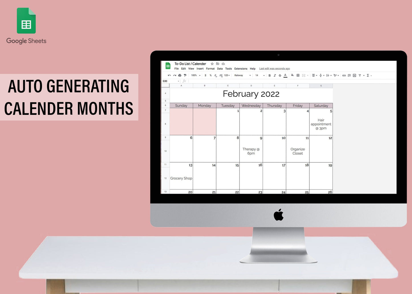 To Do List & Calendar | Google Sheets Template