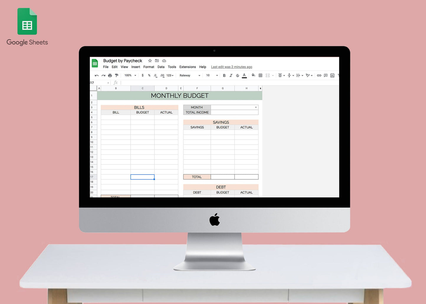 Monthly Budget | Google Sheets Template