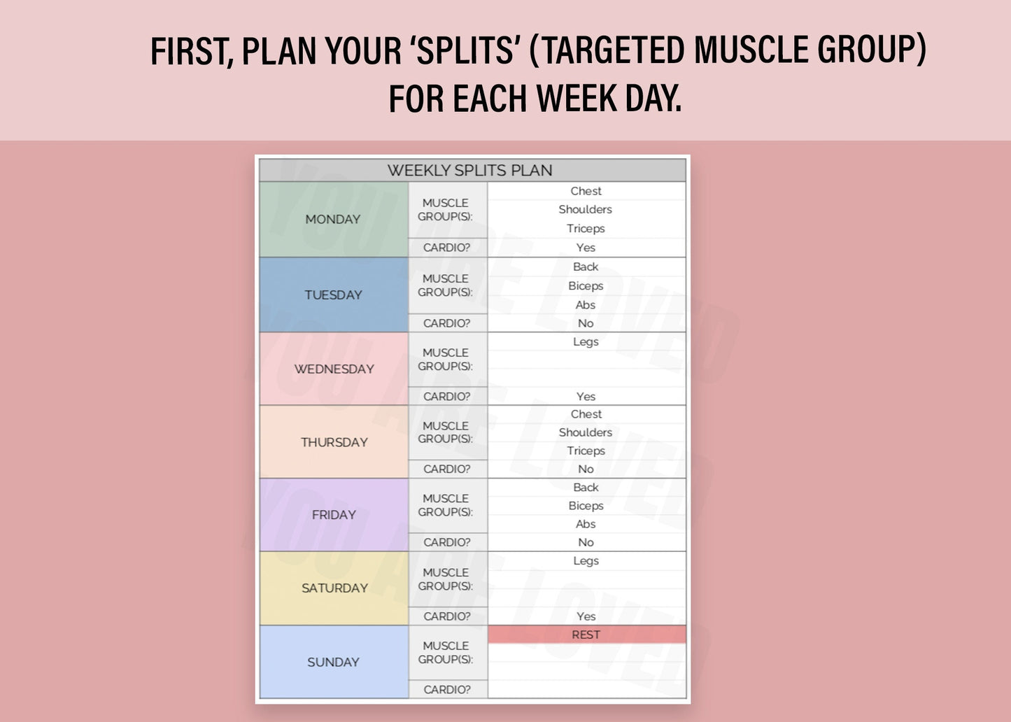 Weekly Workout Planner Spreadsheet | Google Sheets