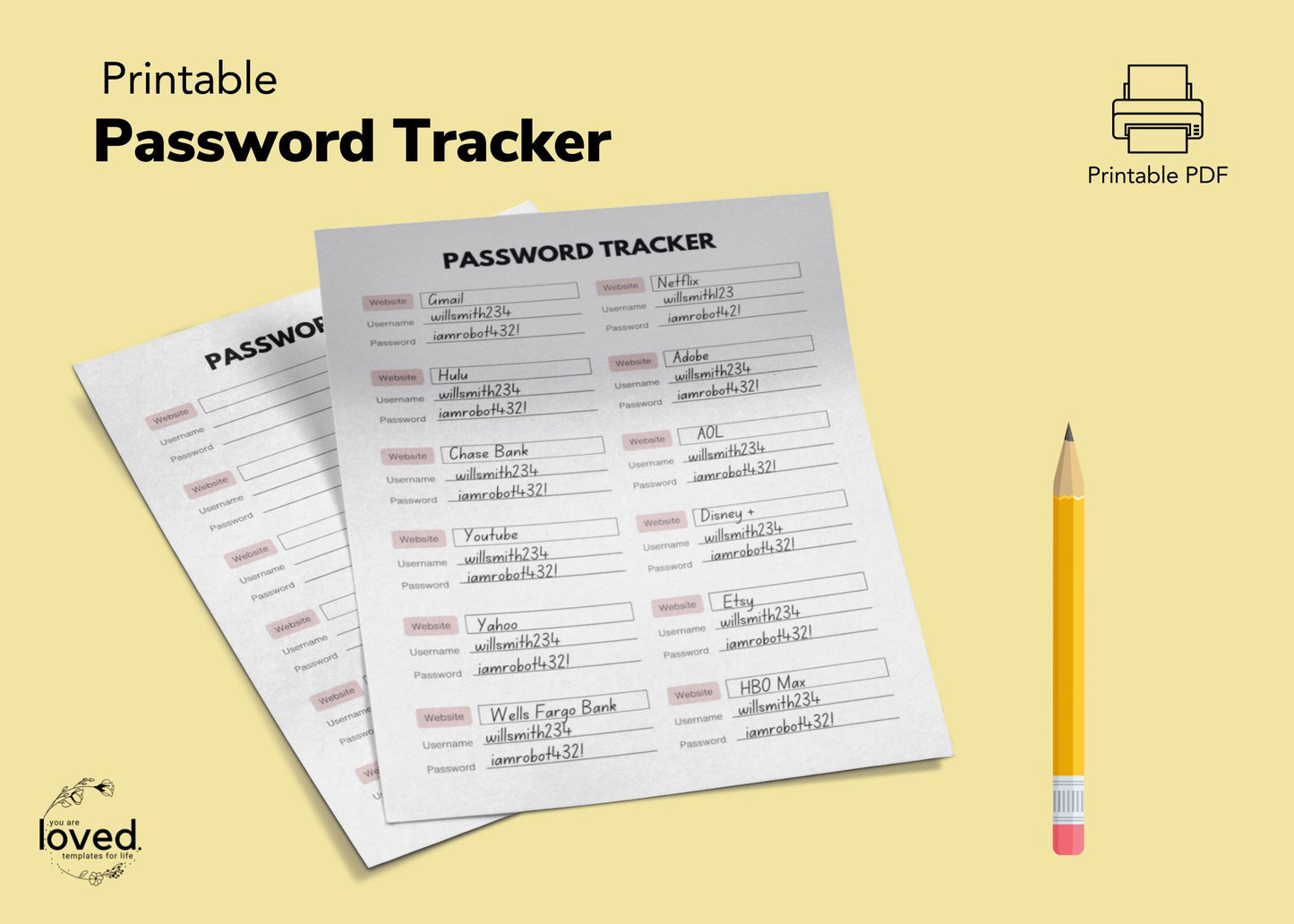 Password Tracker | Printable