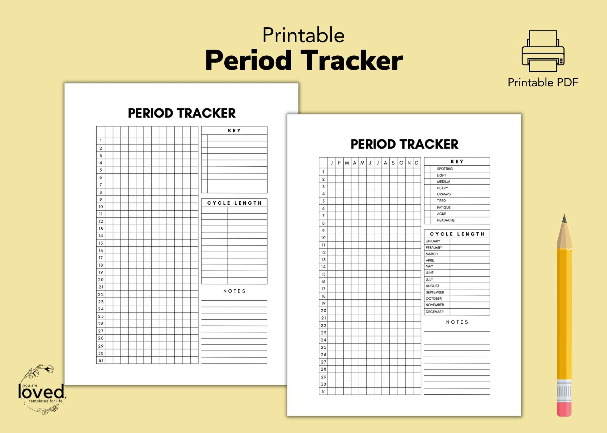 Menstrual Record Chart Template
