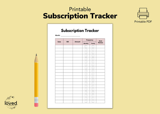 Subscription Tracker | Printable
