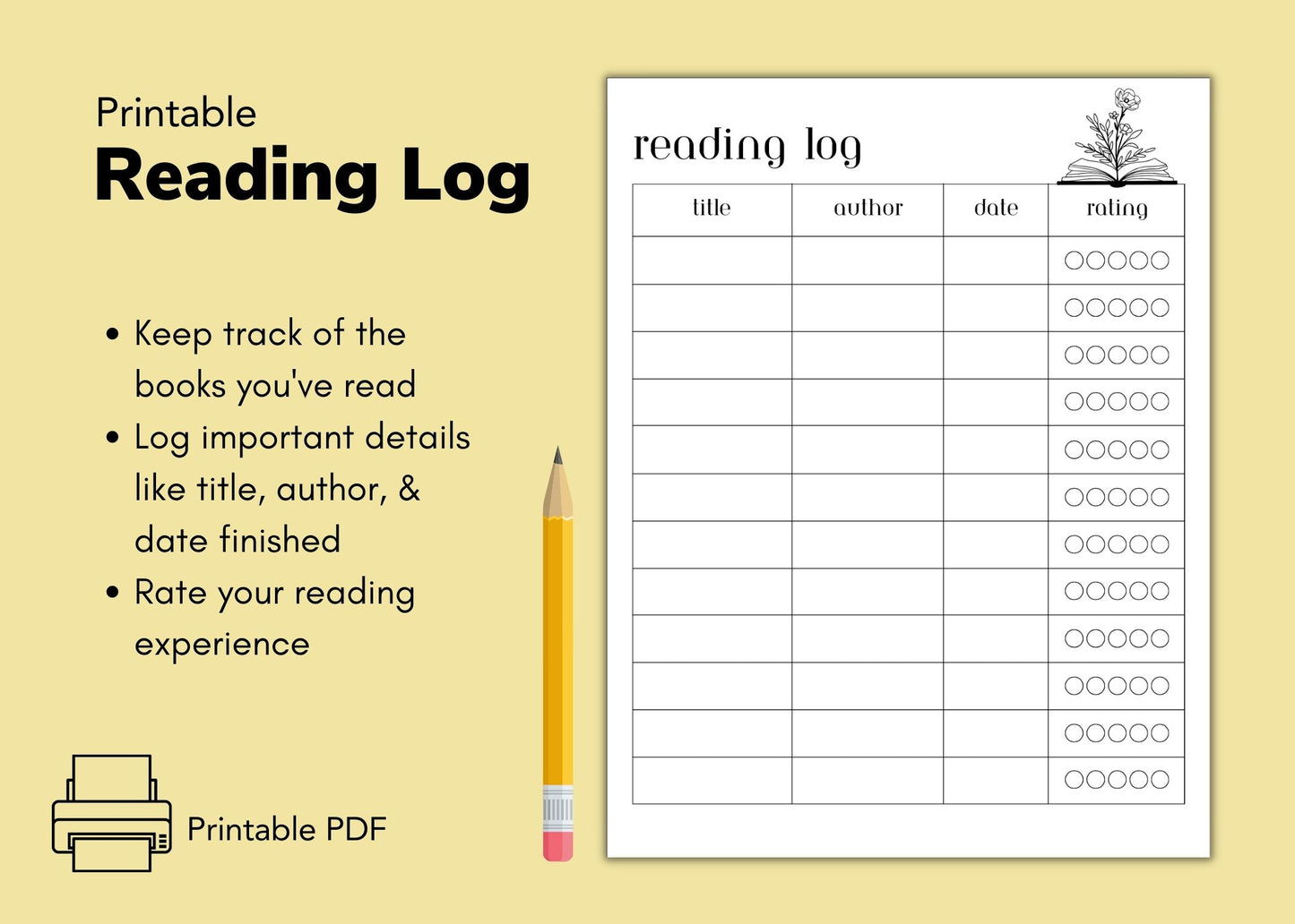 Reading Log | Printable