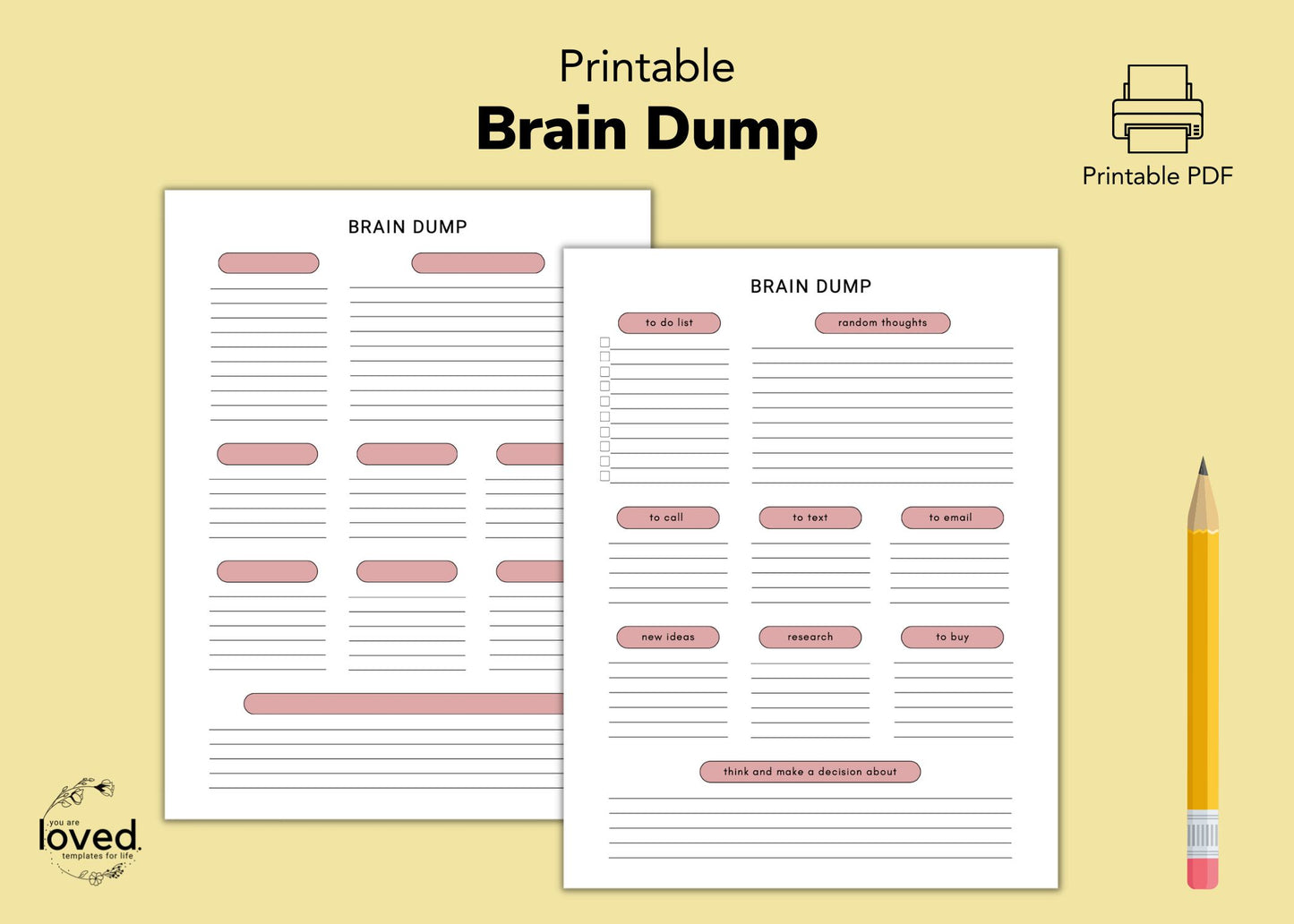 Brain Dump | Printable – You are Loved Templates brain-dump-printable-you-are-loved-templates