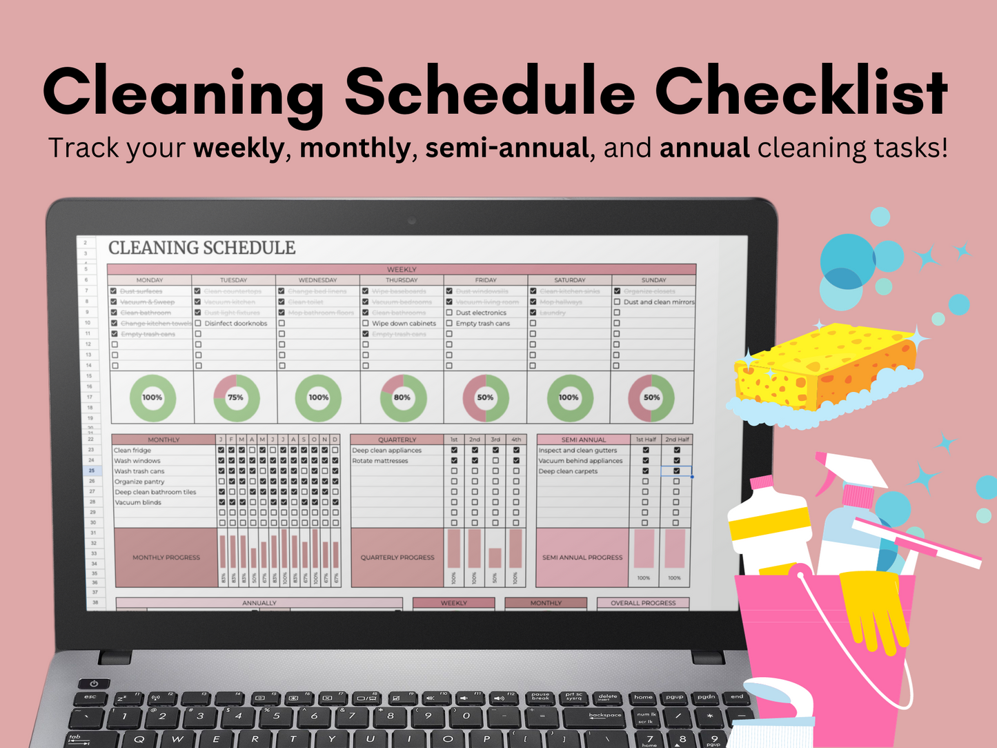 Cleaning/Chore Schedule Checklist | Google Sheets Template