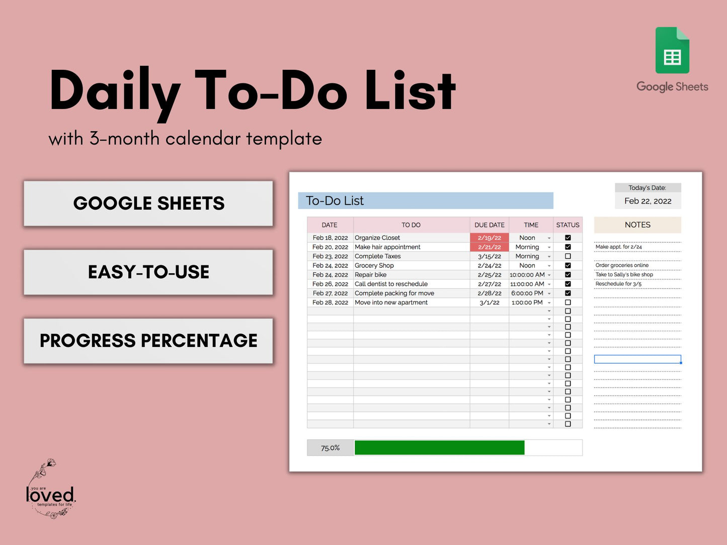To Do List & Calendar | Google Sheets Template
