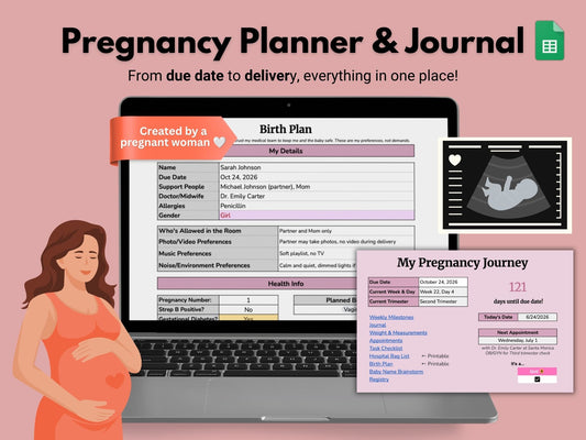 Pregnancy Planner and Journal | Google Sheets Template