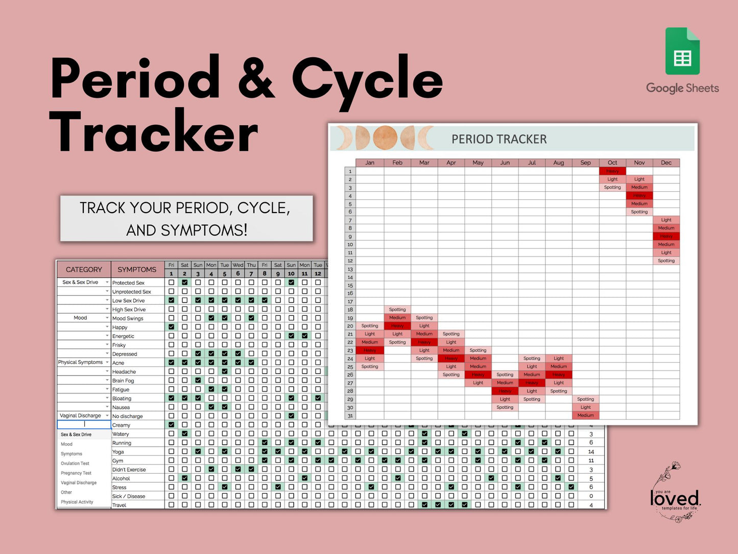 Period & Menstrual Cycle Tracker | Google Sheets Template