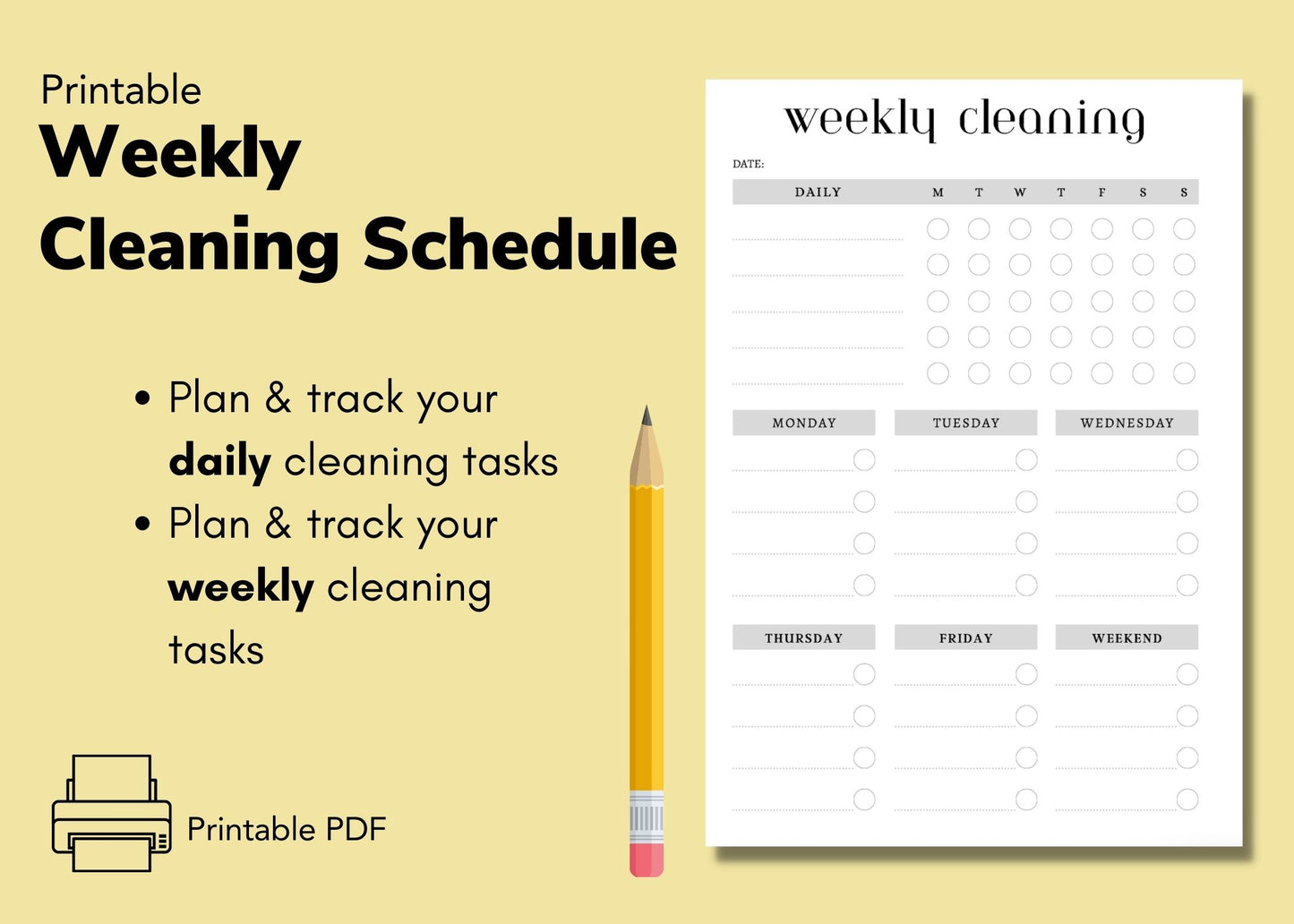 Weekly Cleaning Schedule | Printable