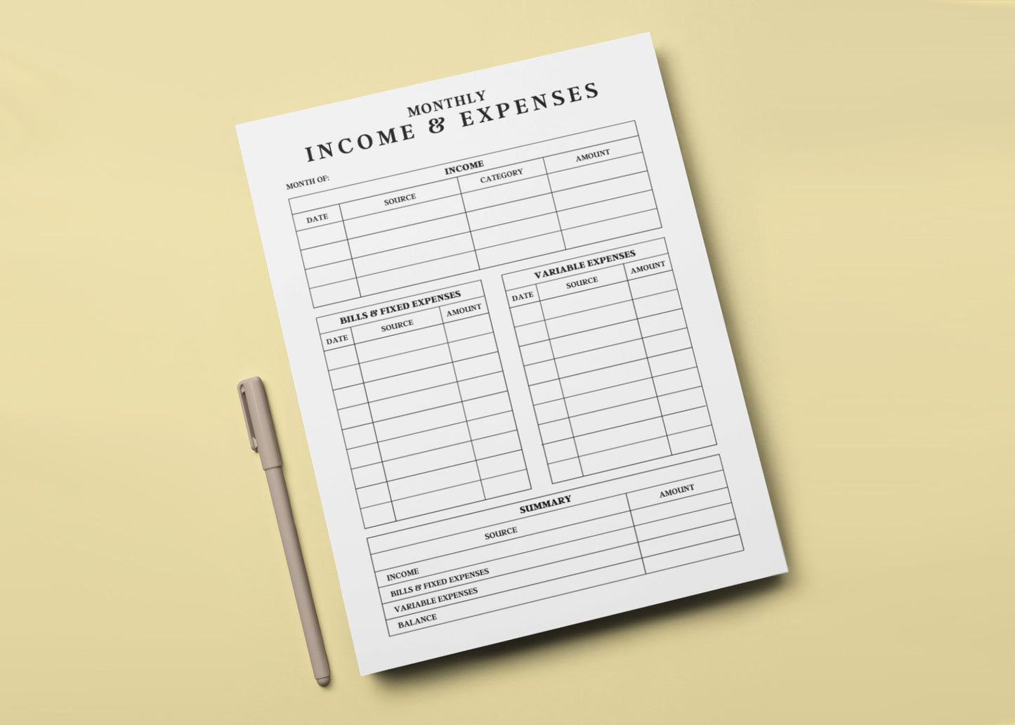 Income & Expense Tracker | Printable