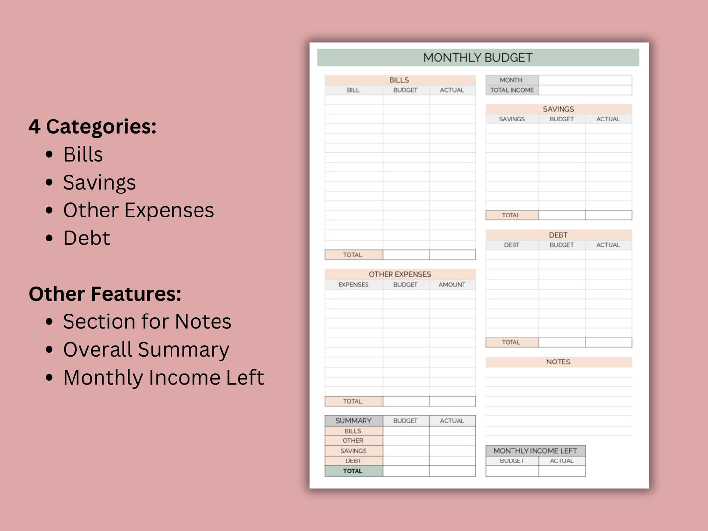 Monthly Budget | Google Sheets Template