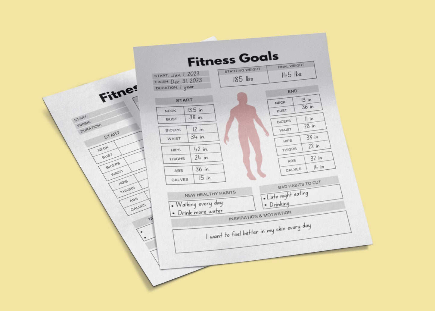 Fitness Goals Planner | Printable