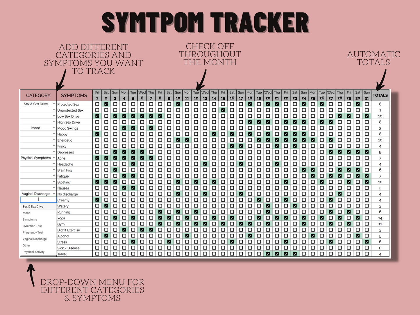 Period & Menstrual Cycle Tracker | Google Sheets Template