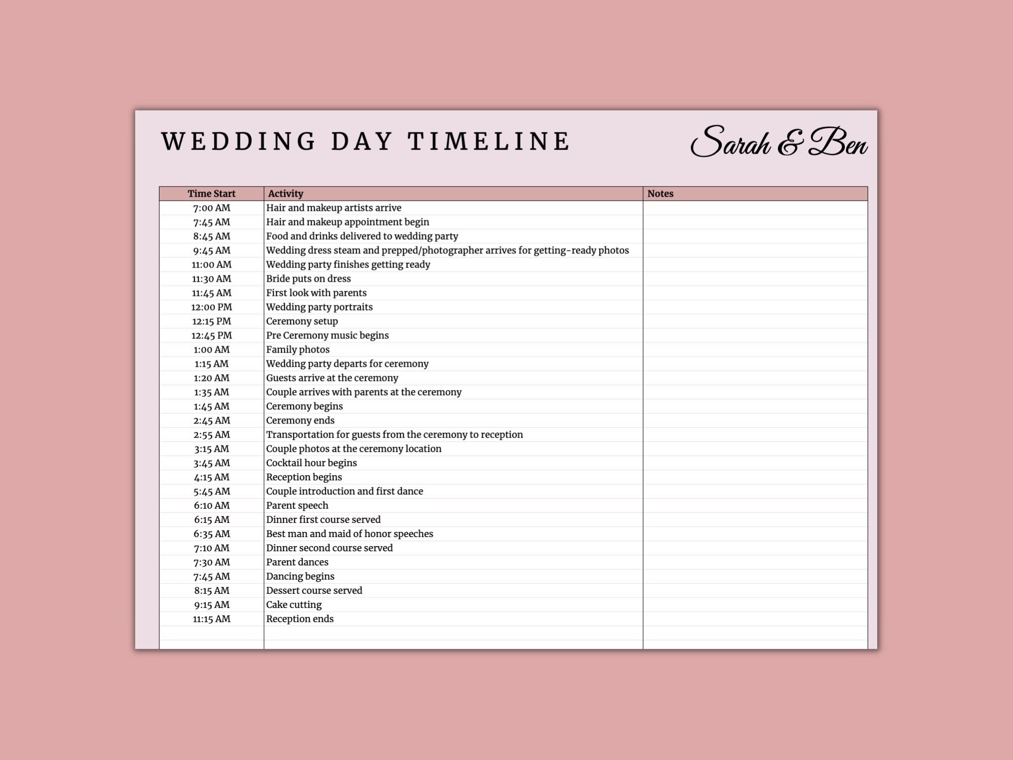 Wedding Planner | Google Sheets Template – You Are Loved Templates