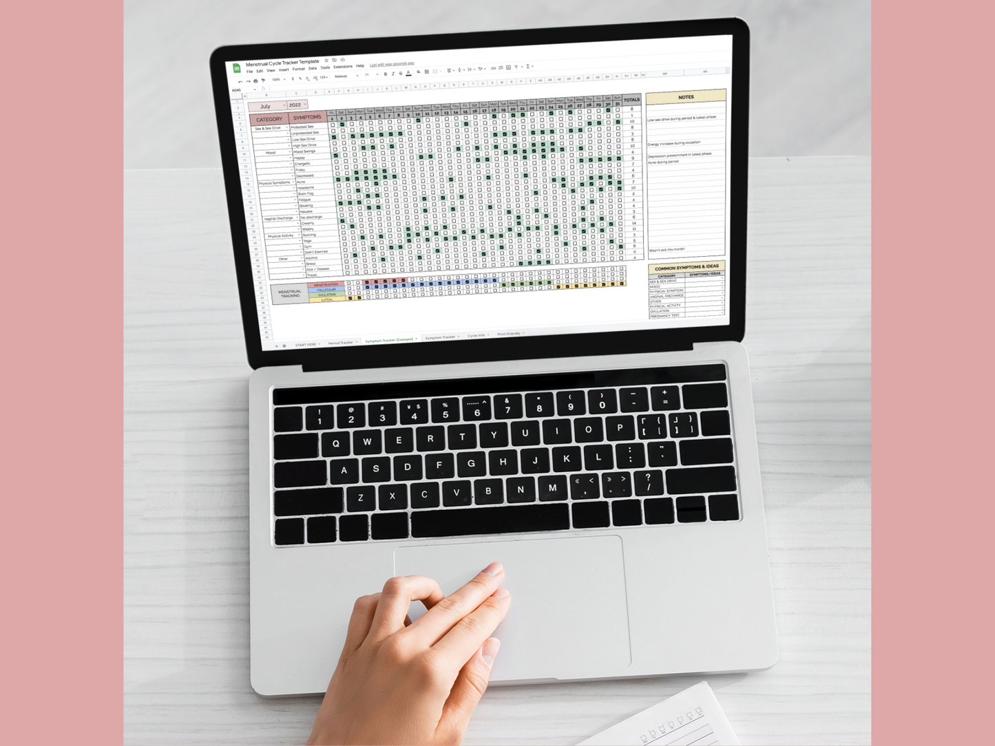 Period & Menstrual Cycle Tracker | Google Sheets Template