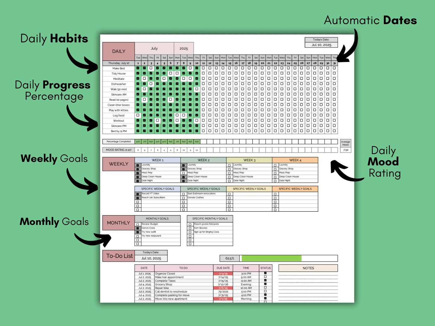 Productivity Planner | Microsoft Excel