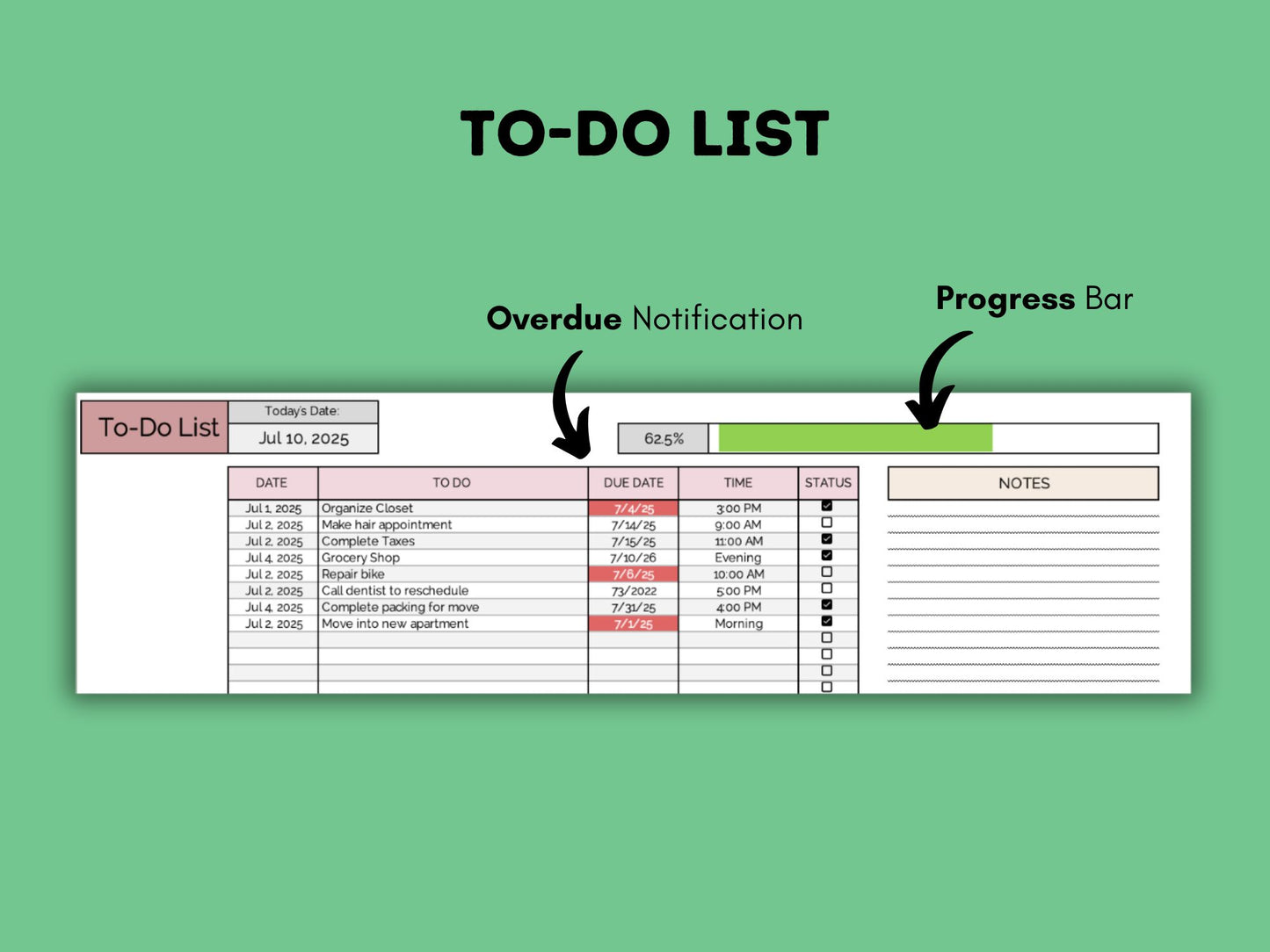 Productivity Planner | Microsoft Excel