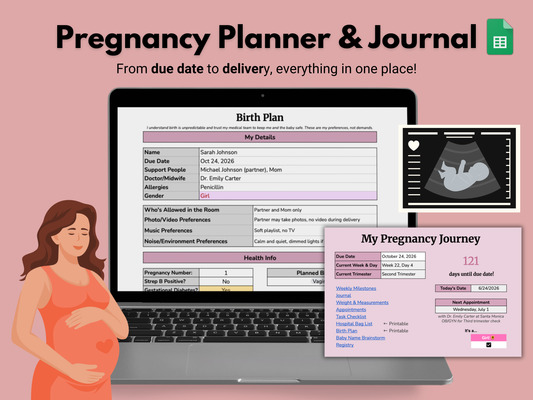 Pregnancy Planner and Journal | Google Sheets Template