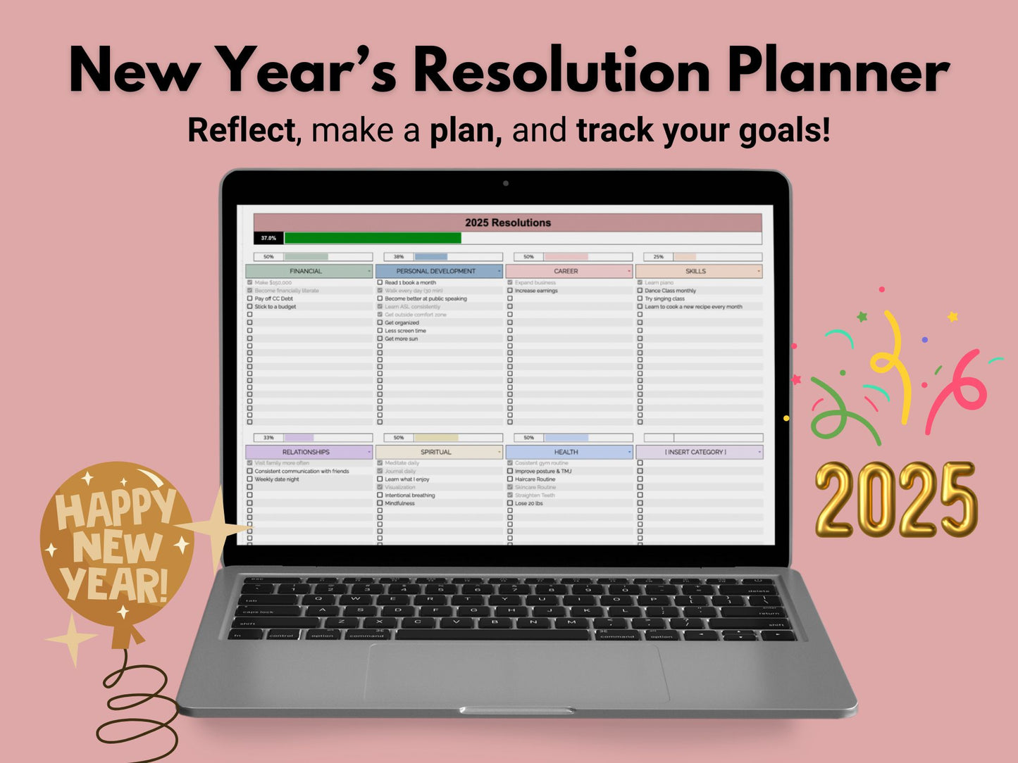 New Year's Resolution Planner | Google Sheets Template