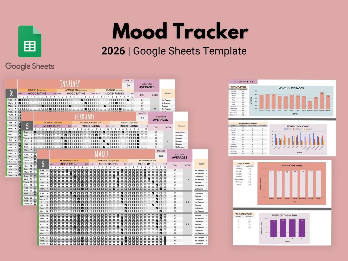 Mood Tracker 2026 | Google Sheets Template