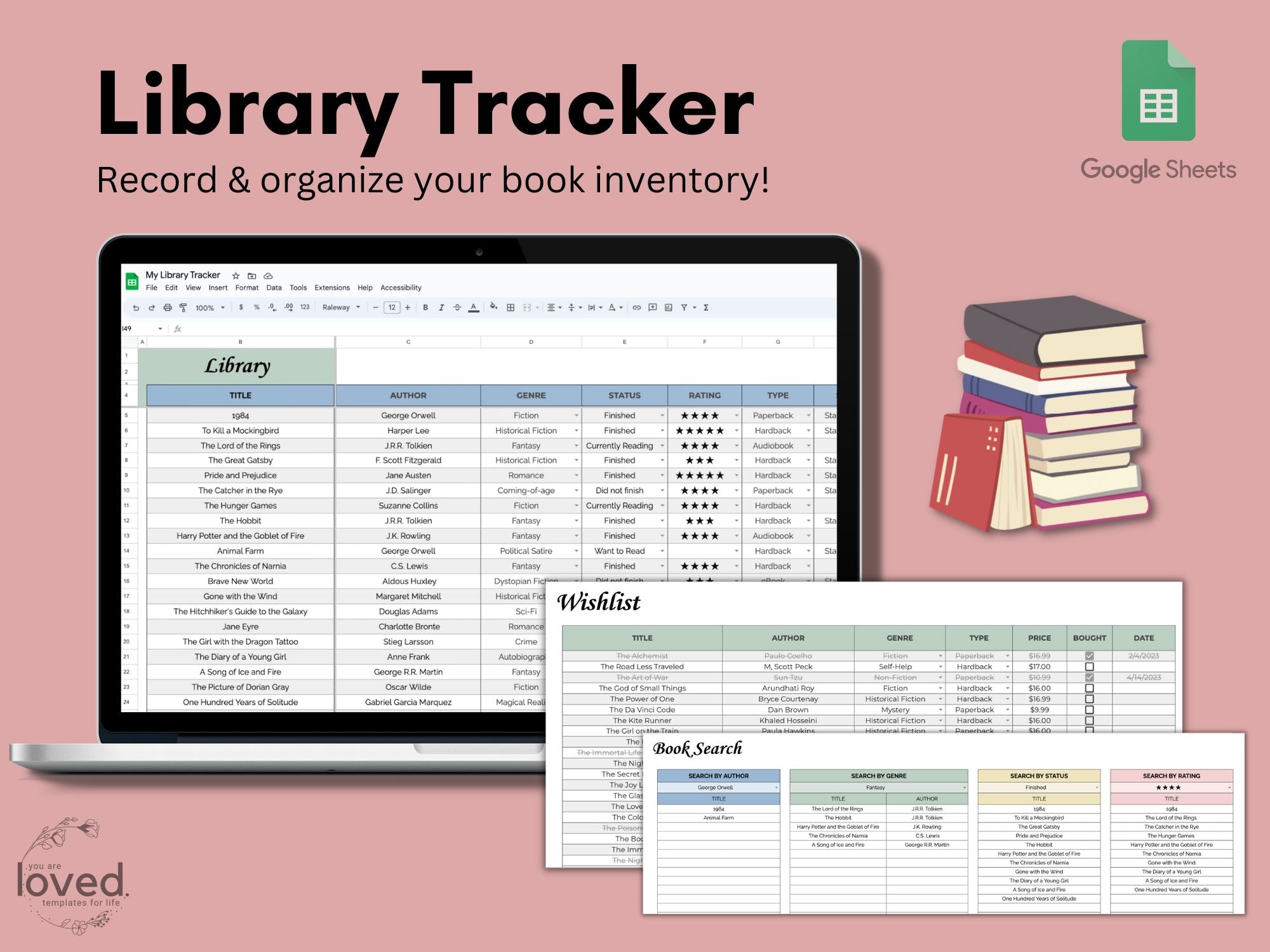 Library Tracker | Google Sheets Template – You are Loved Templates