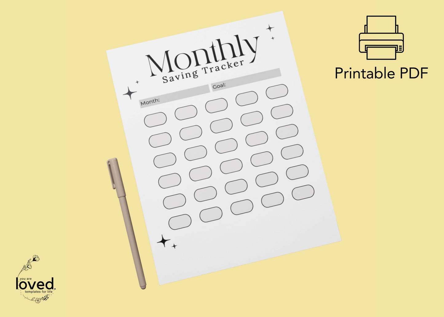 Monthly Savings Bubble Tracker | Printable