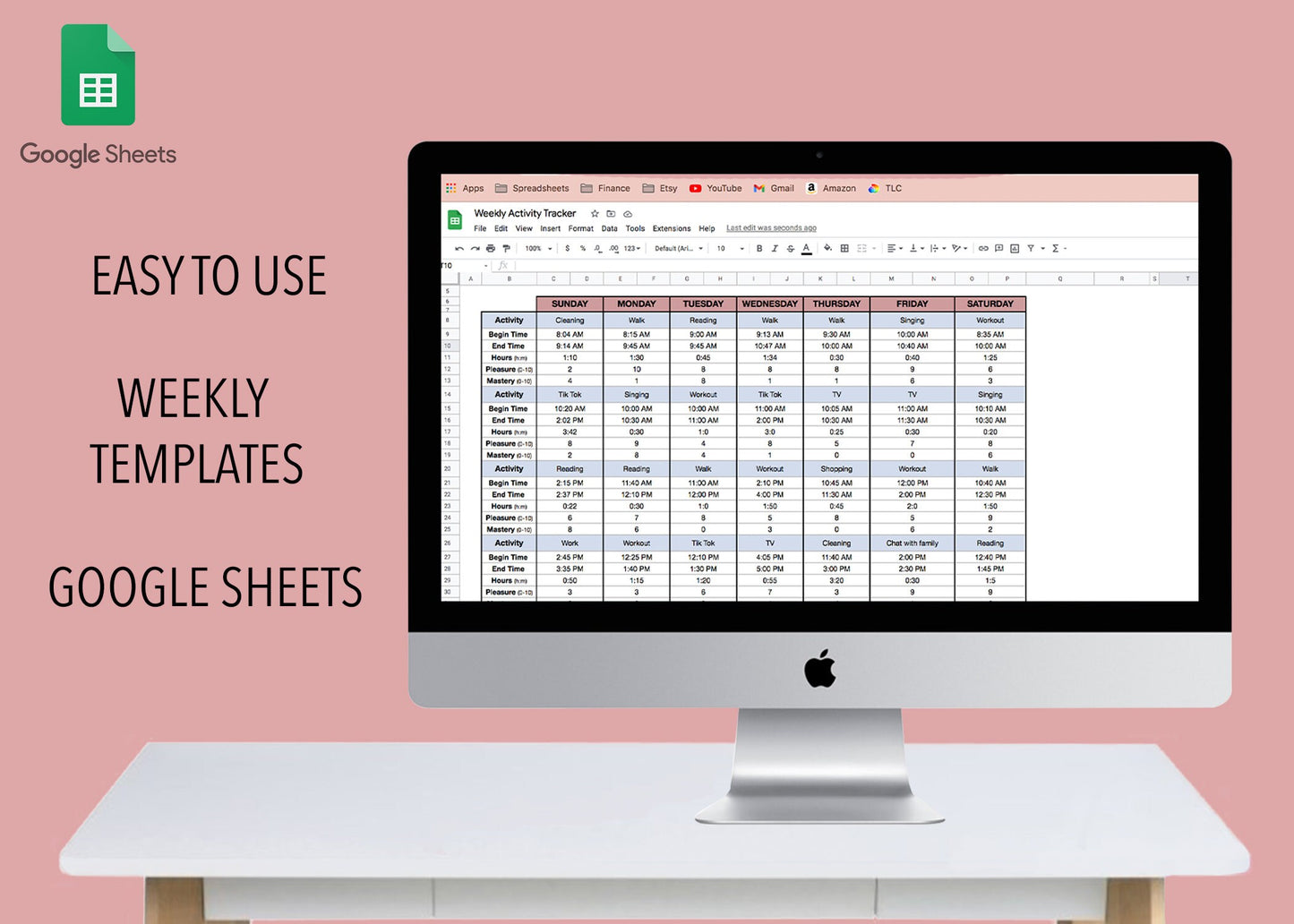 Weekly Activity Tracker | Google Sheets Template