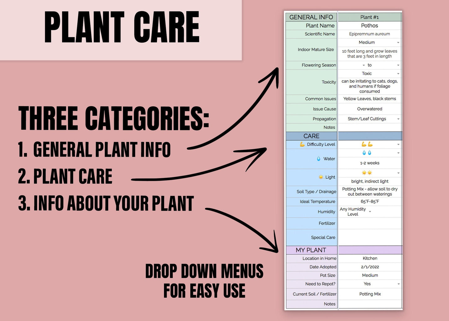 House Plant Care & Watering Schedule | Google Sheets