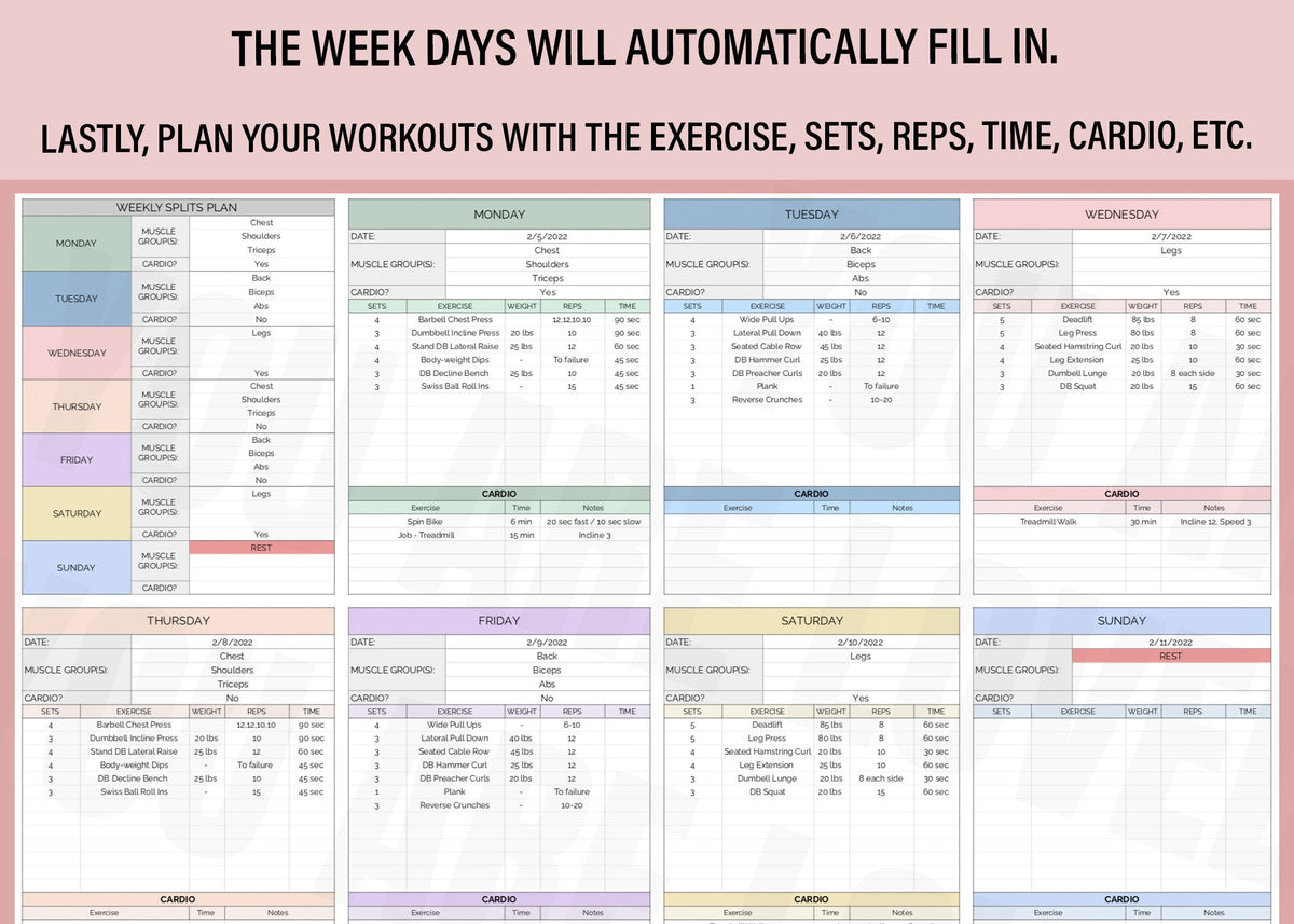 Exel Workout Routine Excel Workout Templates