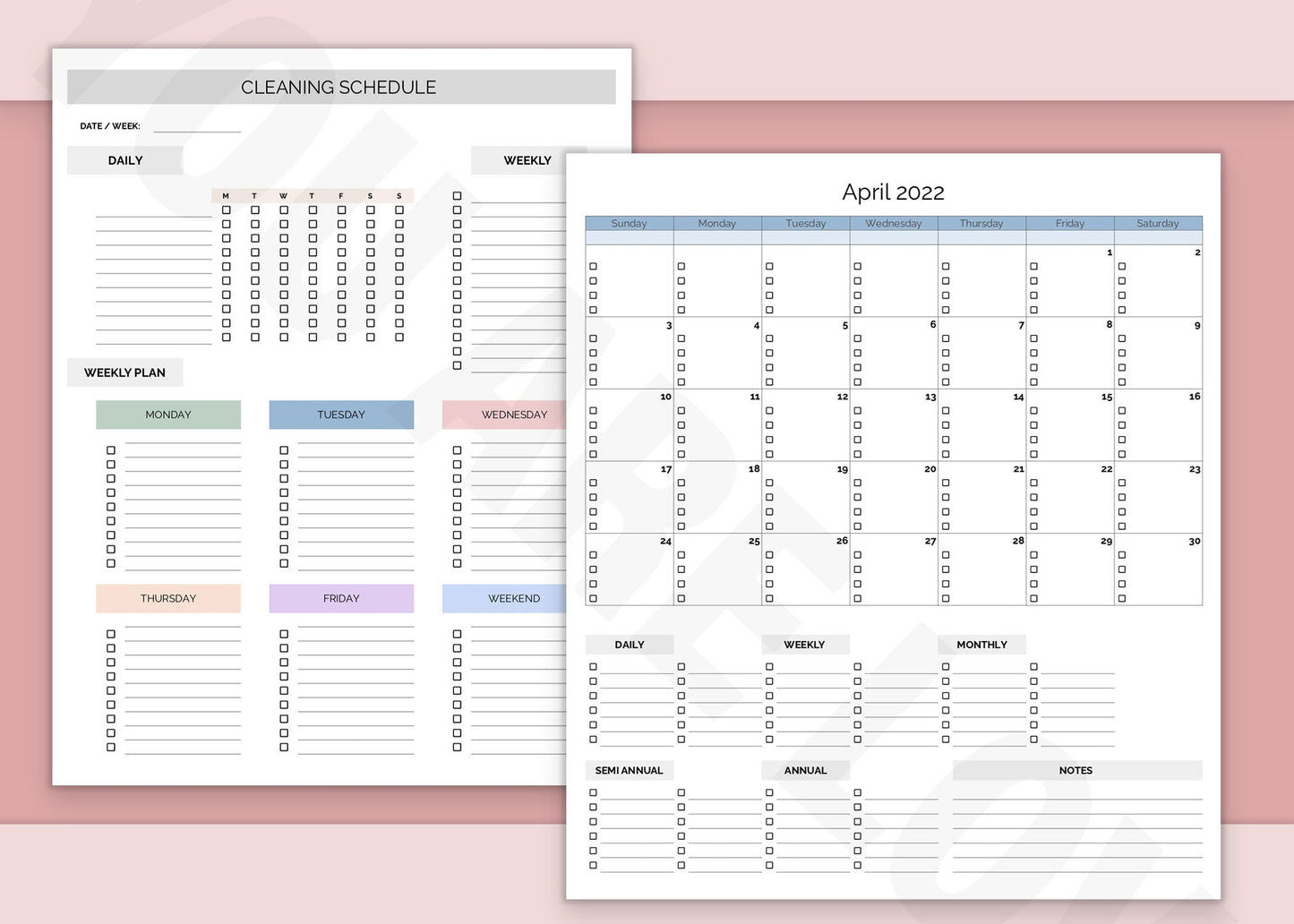 Cleaning Schedule Checklist | Weekly, Monthly, Semi-Annual, & Annual Planning | Google Sheets Template