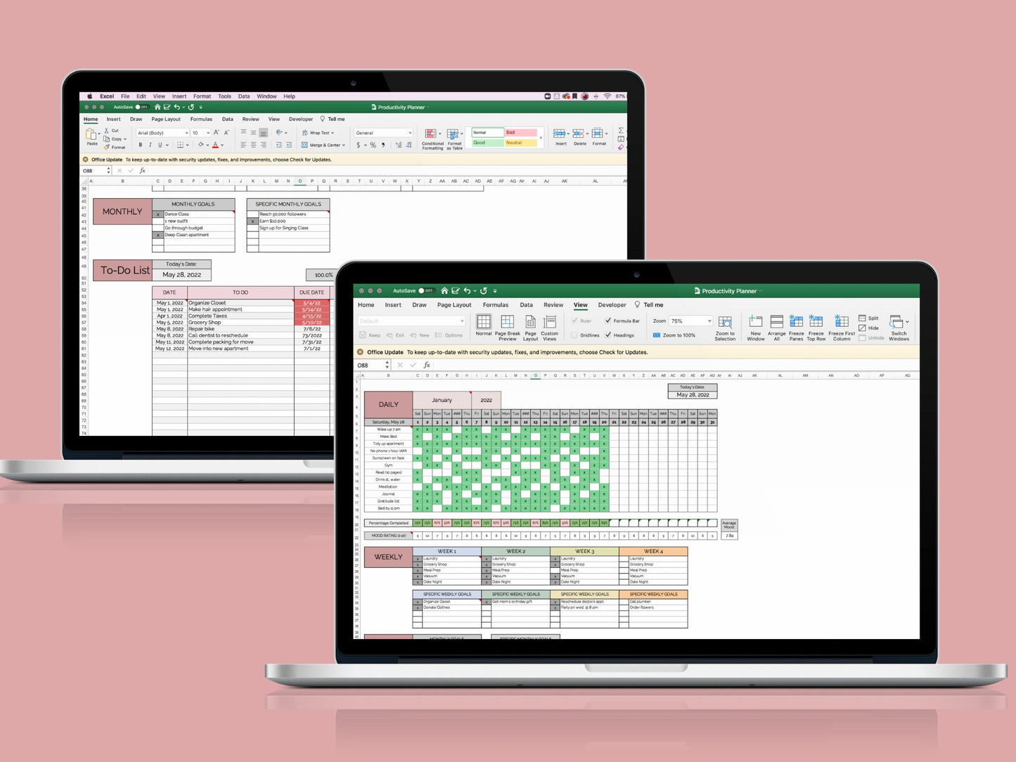 Productivity Planner | MICROSOFT EXCEL