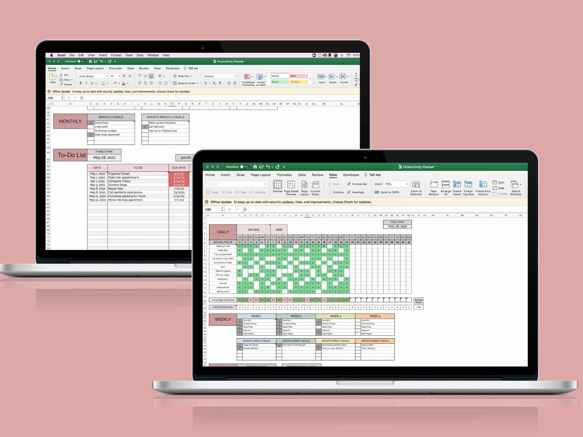 Productivity Planner | Microsoft Excel – You are Loved Templates