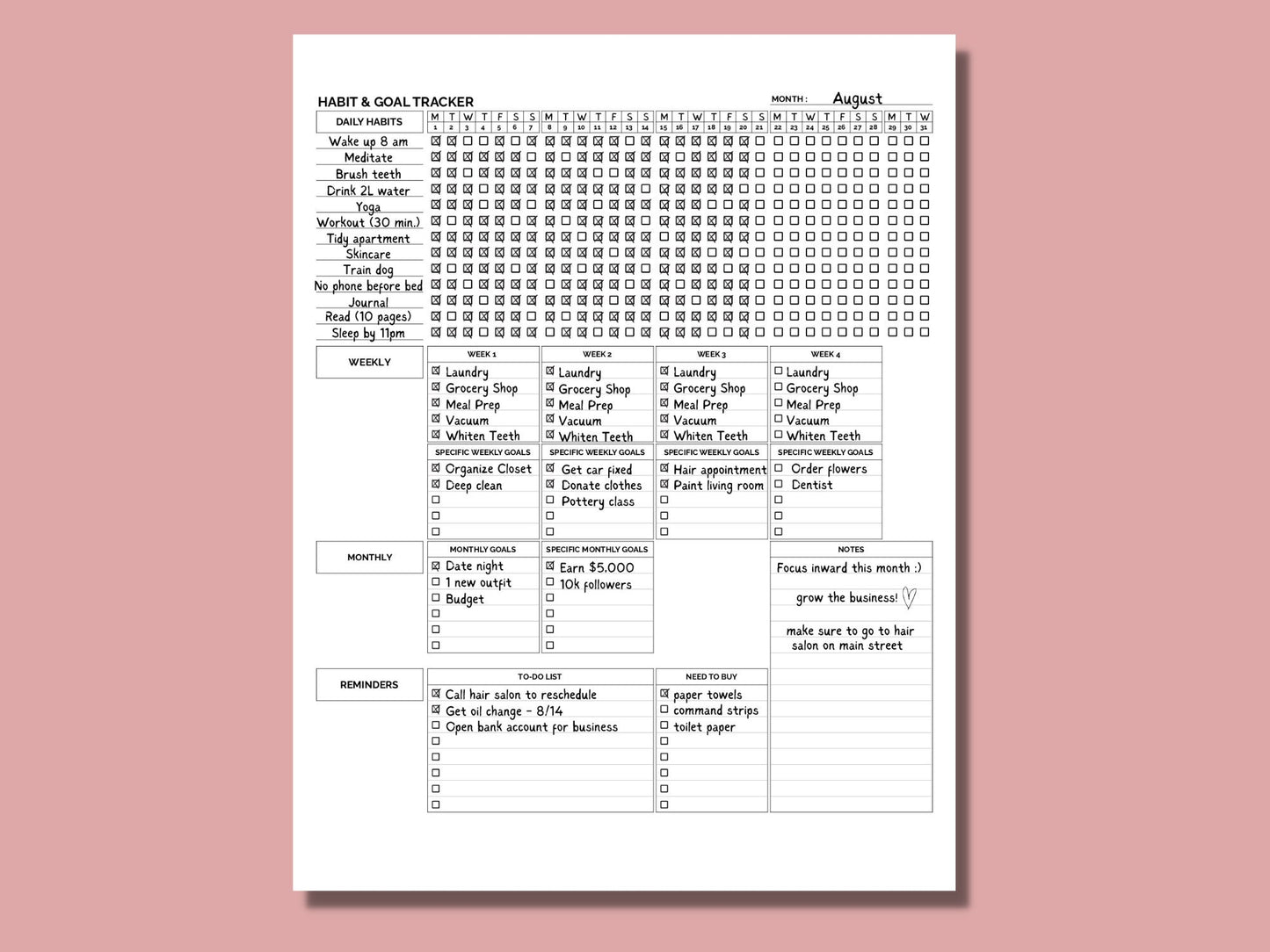 Habit Tracker & Goal Planning | Printable