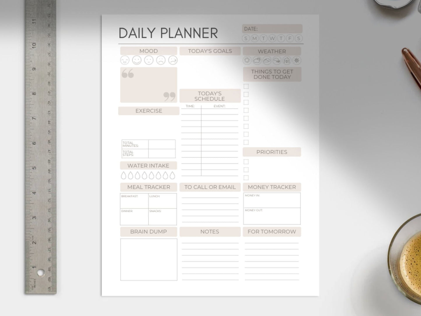 Daily Productivity Planner | Printable PDF